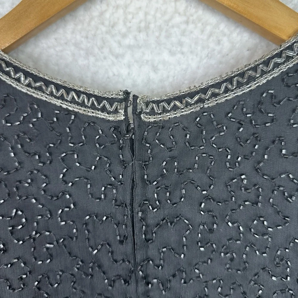 Vintage Brilliante by J.A. Black‎ Beaded 100% Silk Shift Cocktail Dress XL